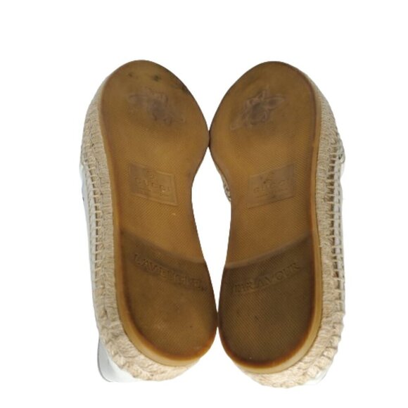 Gucci Bee & Star Embroidered Leather Espadrille Flats - Picture 6 of 8